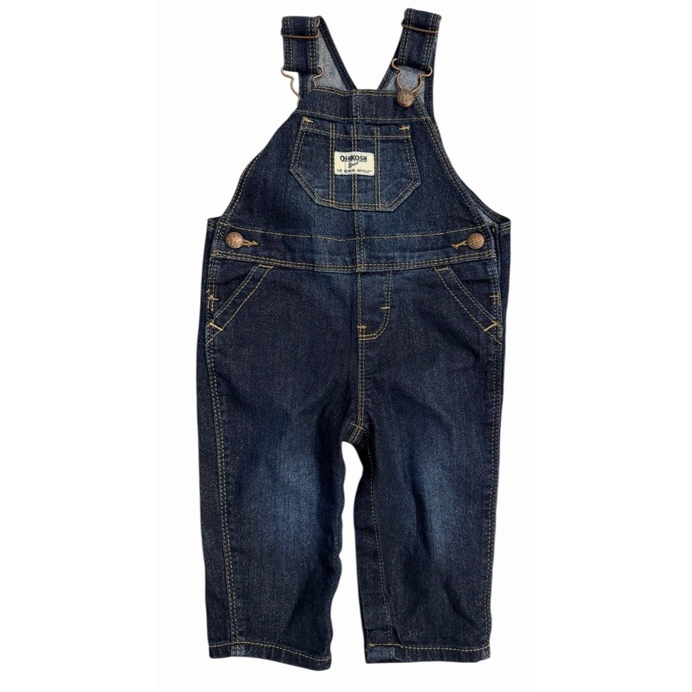 Oshkosh B'Gosh Vestbak Denim Overalls‎ Sparkle Glitter Girls Size 9 Months Dark